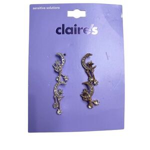 Claire’s Celestial Moon Star Dangle Earrings Rhinestone Sensitive Solutions